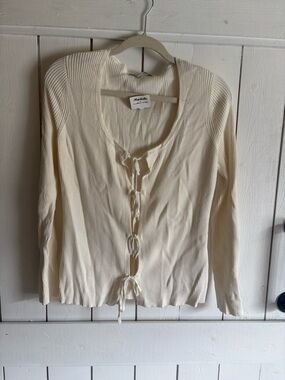 Abercrombie & Fitch Cream Ribbed Long-Sleeve Top